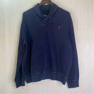 Polo Ralph Lauren Men’s Dark Blue Shawl Collar Pullover Sweater Size Large